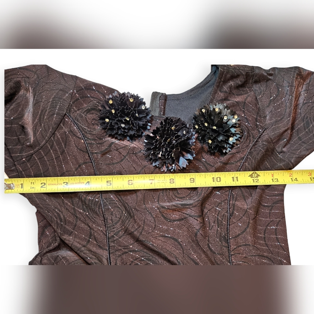 Mud Pie Brown Rose Party Dress Size 8 - Picture 5 of 12